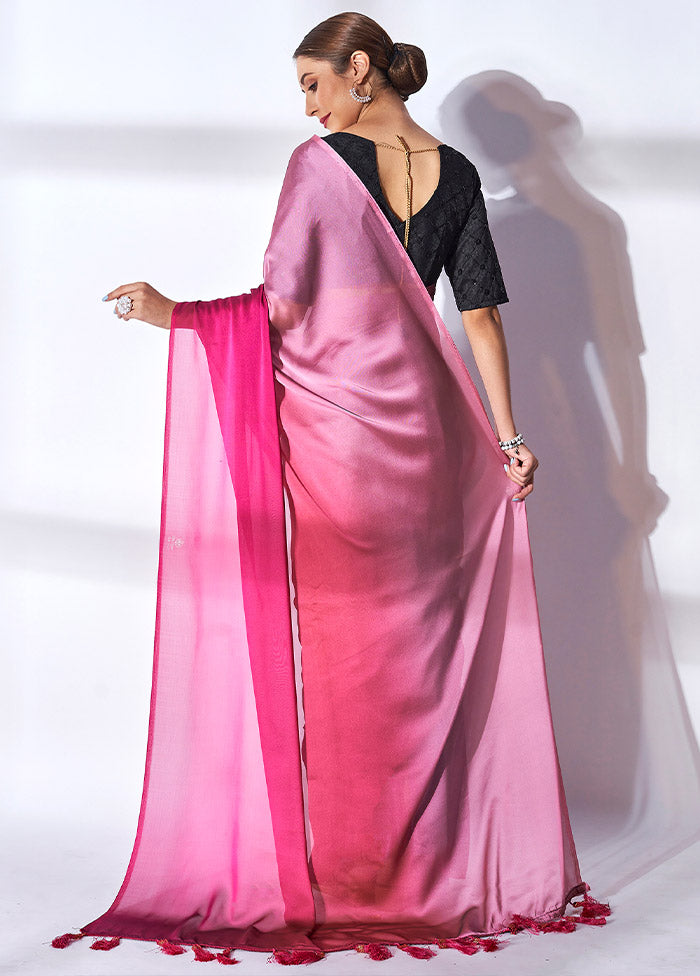 Pink Spun Silk Saree With Blouse Piece - Indian Silk House Agencies