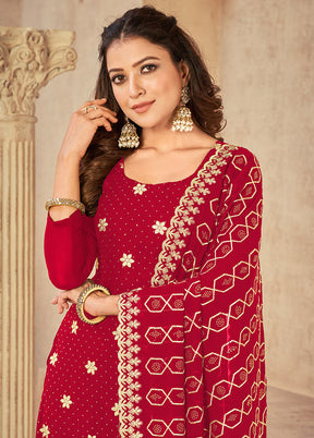 3 Pc Pink Semi Stitched Georgette Suit Set - Indian Silk House Agencies