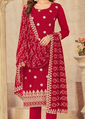 3 Pc Pink Semi Stitched Georgette Suit Set - Indian Silk House Agencies