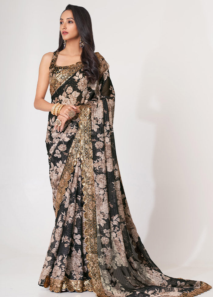 Black Organza Saree With Blouse Piece - Indian Silk House Agencies