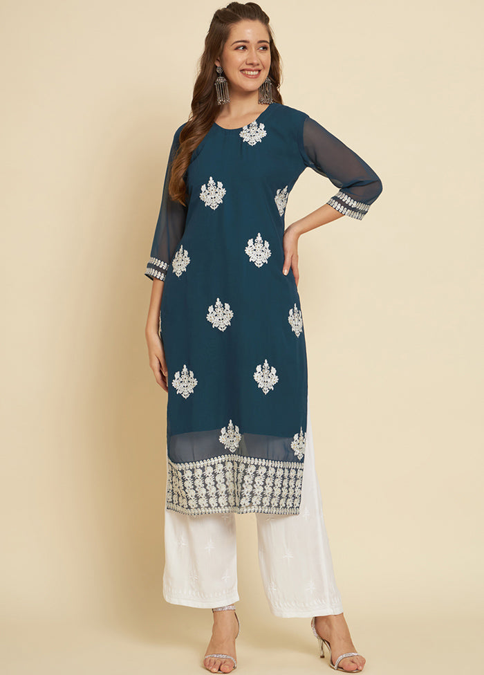 Blue Readymade Cotton Long Kurti - Indian Silk House Agencies