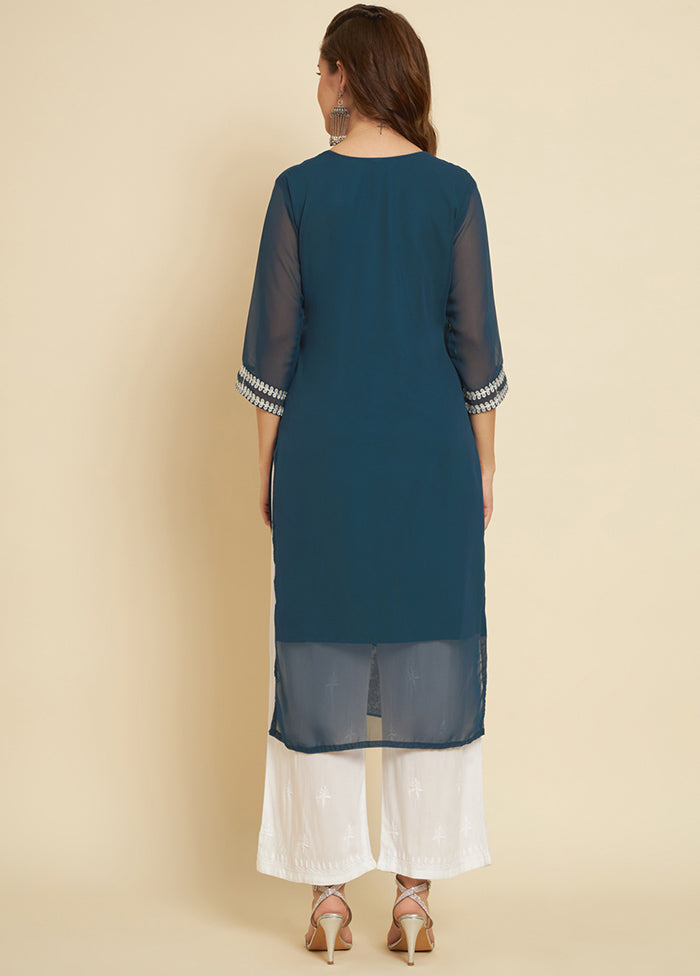 Blue Readymade Cotton Long Kurti - Indian Silk House Agencies