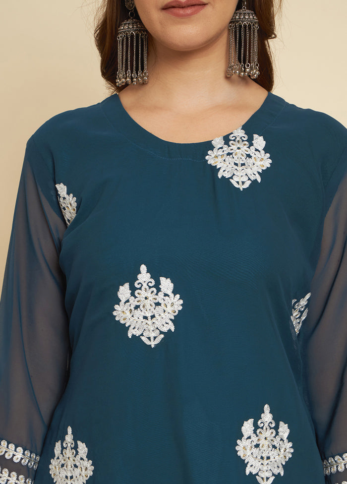 Blue Readymade Cotton Long Kurti - Indian Silk House Agencies