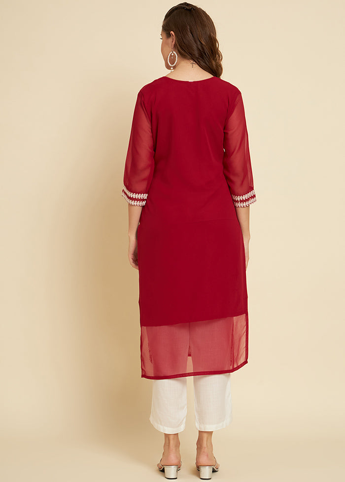 Maroon Readymade Cotton Long Kurti - Indian Silk House Agencies