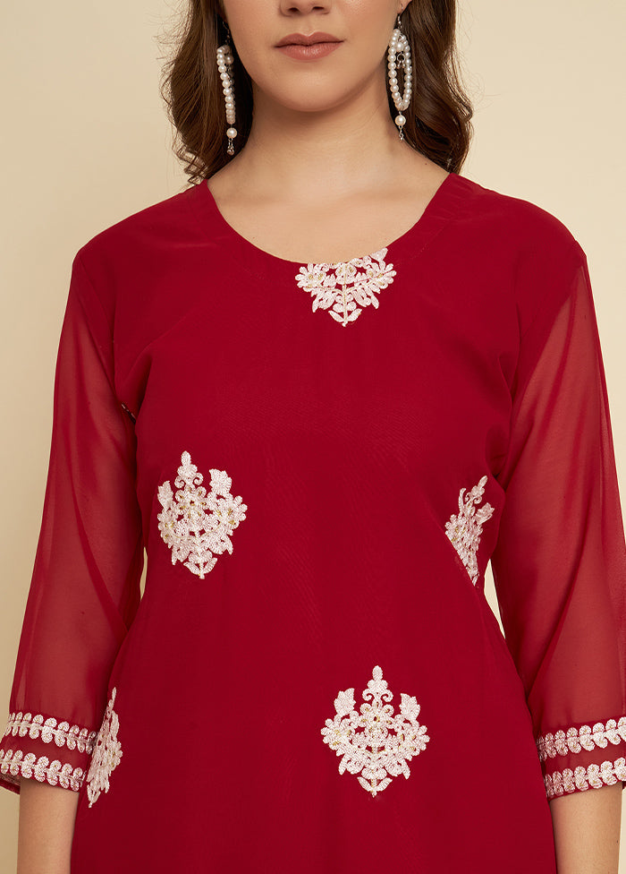 Maroon Readymade Cotton Long Kurti - Indian Silk House Agencies