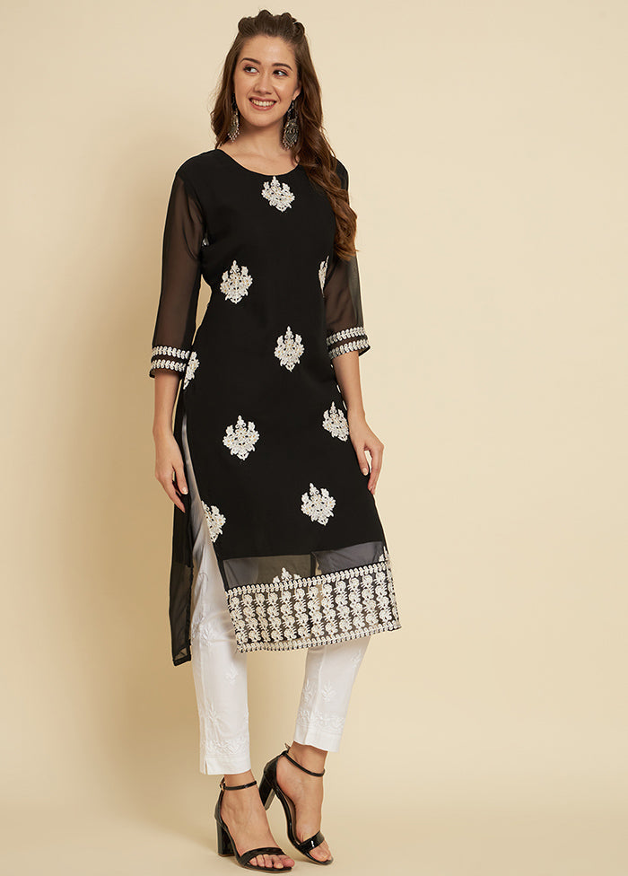 Black Readymade Cotton Long Kurti - Indian Silk House Agencies