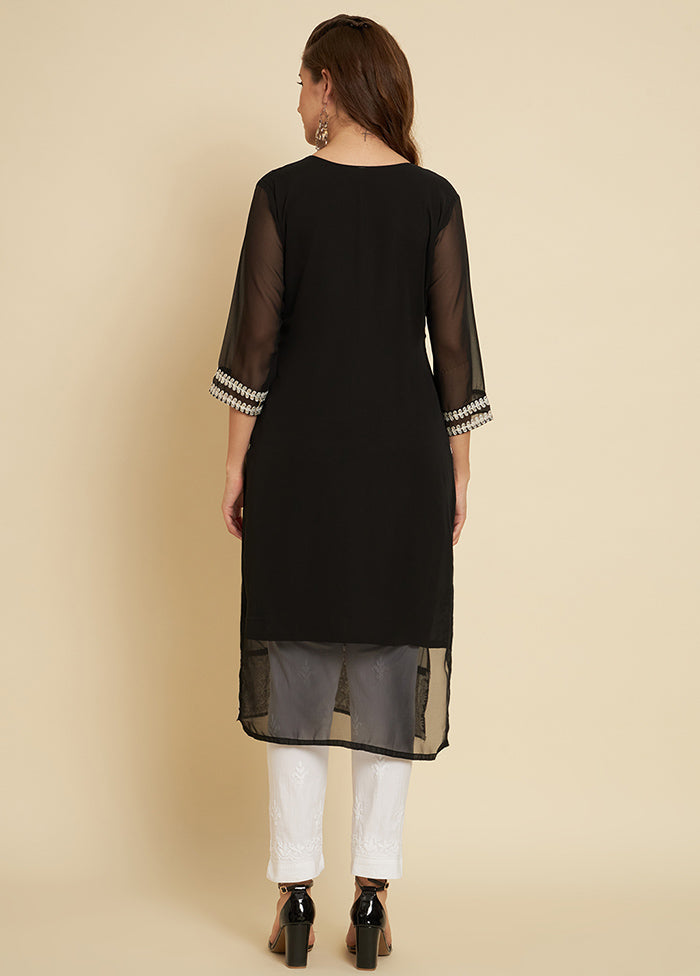 Black Readymade Cotton Long Kurti - Indian Silk House Agencies