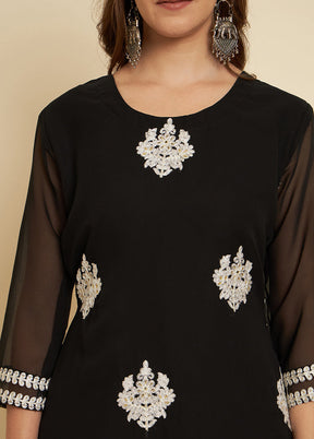 Black Readymade Cotton Long Kurti - Indian Silk House Agencies