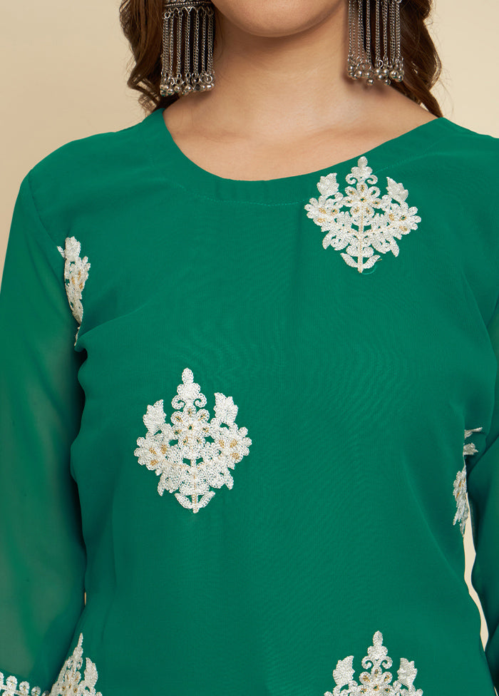 Green Readymade Cotton Long Kurti