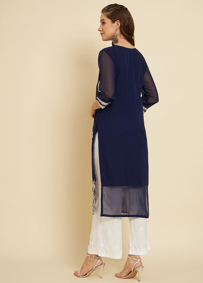 Blue Readymade Cotton Long Kurti - Indian Silk House Agencies