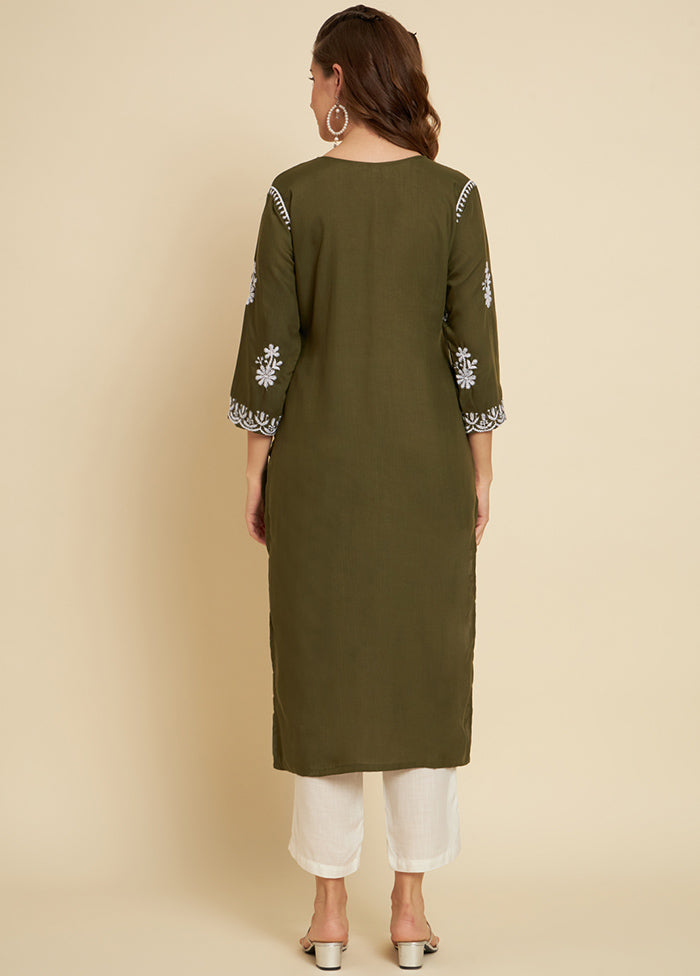 Mehendi Readymade Cotton Long Kurti - Indian Silk House Agencies