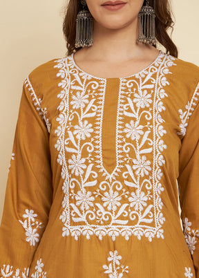 Mustard Readymade Cotton Long Kurti - Indian Silk House Agencies