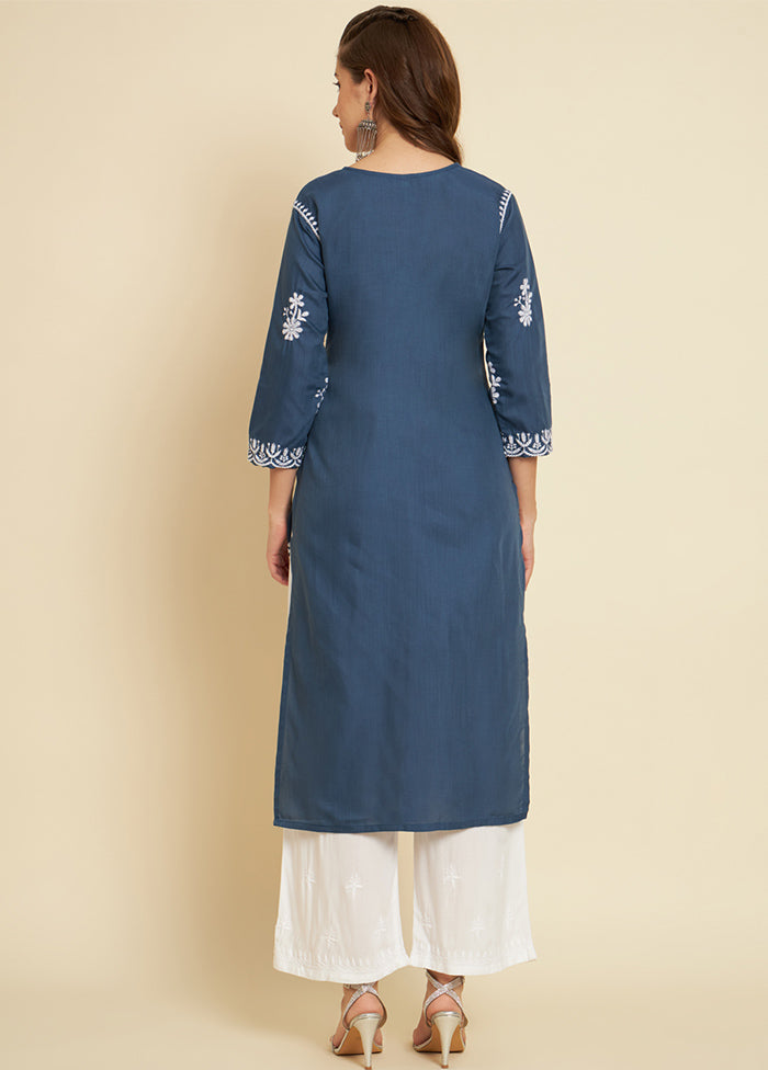 Blue Readymade Cotton Long Kurti - Indian Silk House Agencies