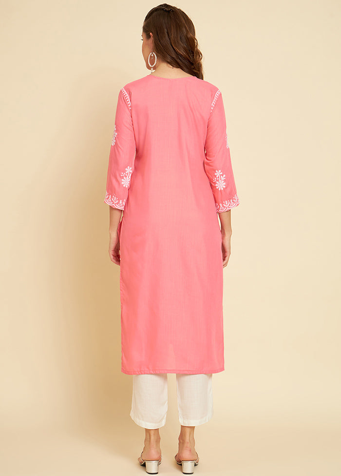 Peach Readymade Cotton Long Kurti - Indian Silk House Agencies