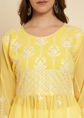 Yellow Readymade Georgette Long Kurti