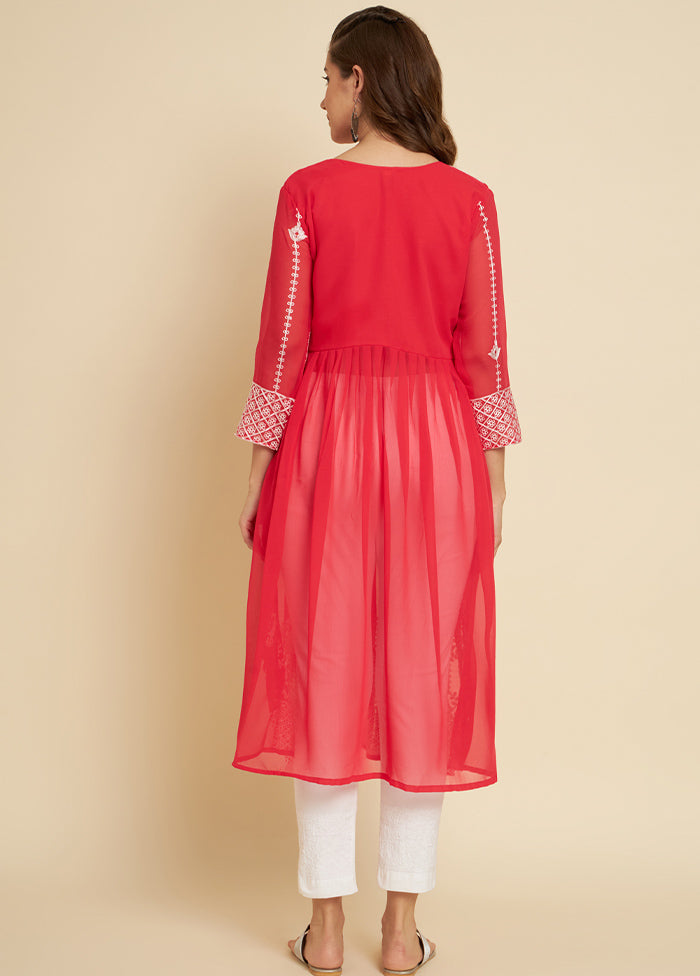 Pink Readymade Georgette Long Kurti