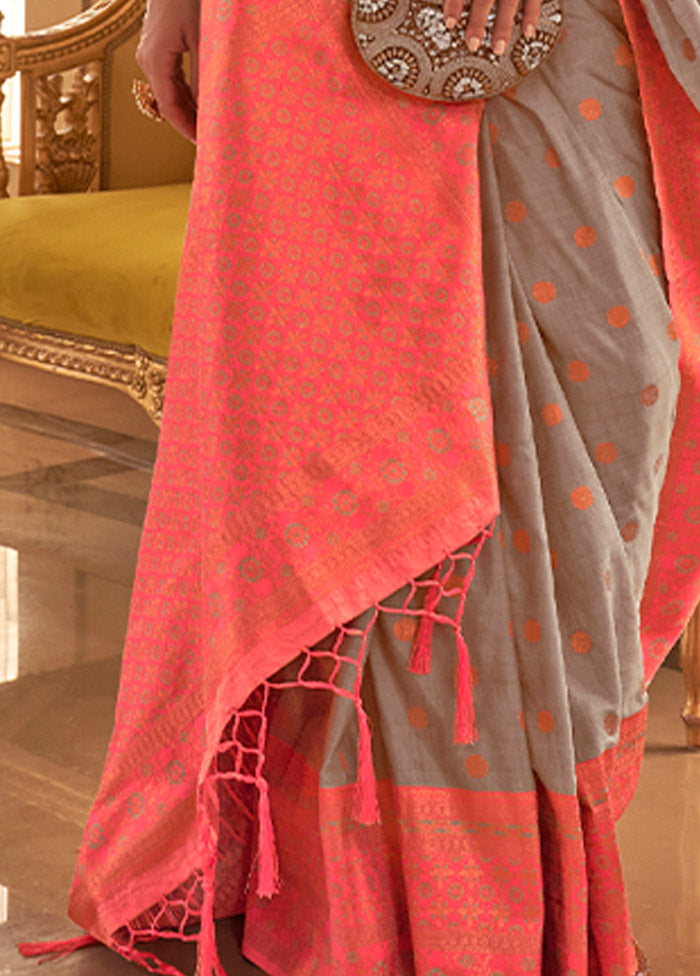Grey Spun Silk Saree With Blouse Piece - Indian Silk House Agencies