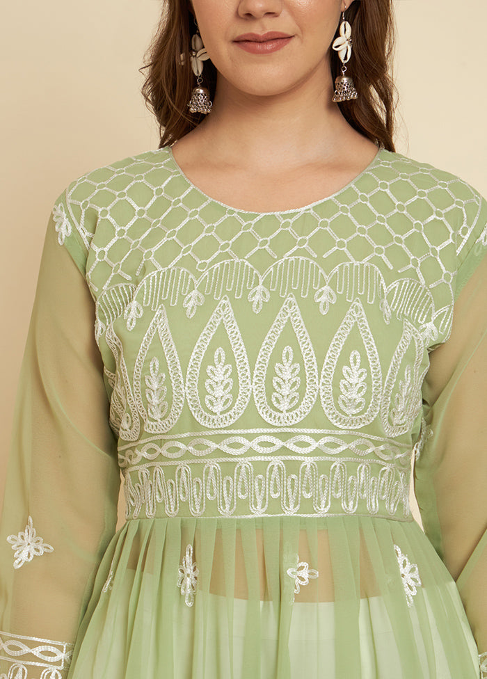 Pista Green Readymade Georgette Kurti