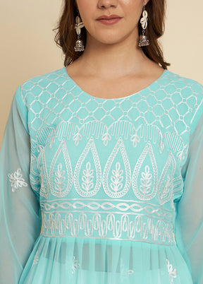 Sky Blue Readymade Georgette Kurti