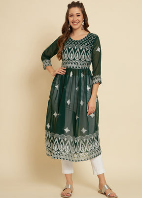 Green Readymade Georgette Kurti