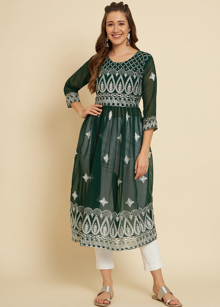 Green Readymade Georgette Kurti