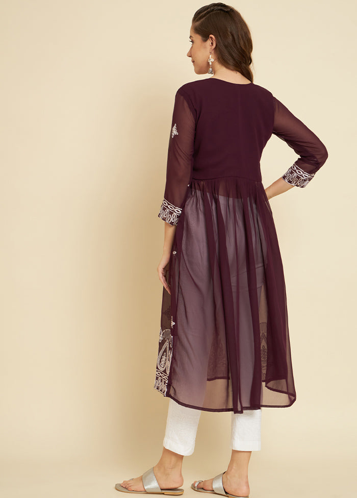 Wine Readymade Georgette Kurti