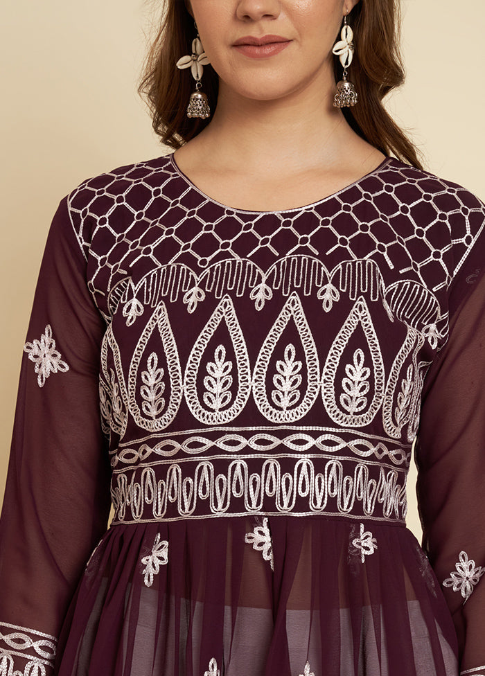 Wine Readymade Georgette Kurti