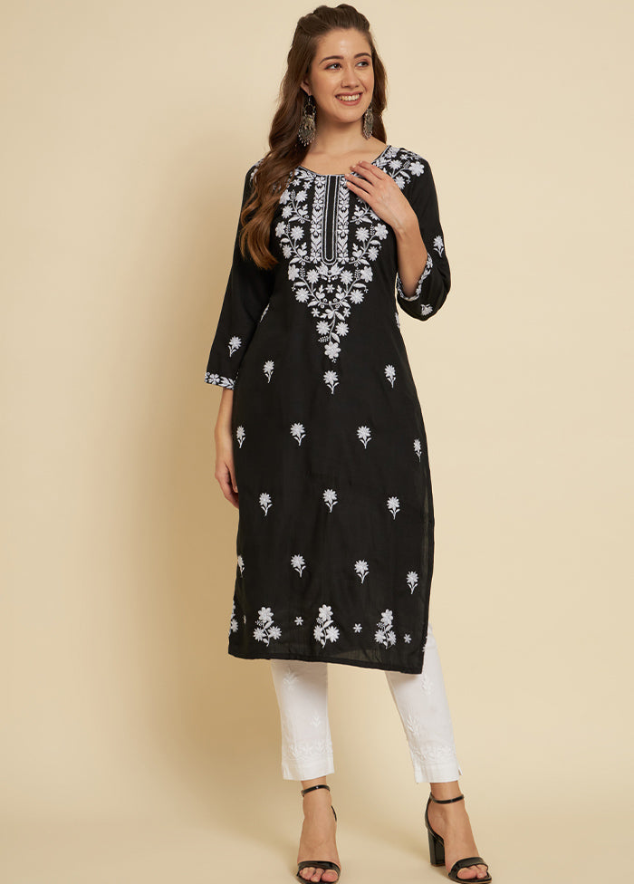 Black Readymade Cotton Long Kurti - Indian Silk House Agencies