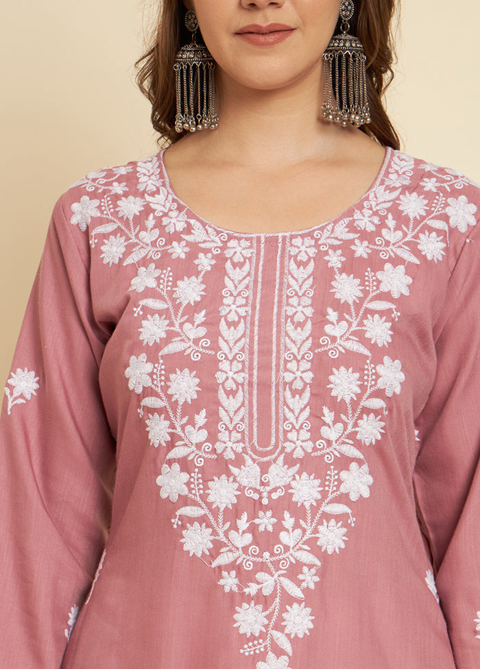 Baby Pink Readymade Cotton Long Kurti - Indian Silk House Agencies