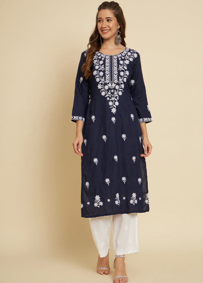 Blue Readymade Cotton Long Kurti - Indian Silk House Agencies