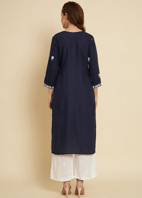 Blue Readymade Cotton Long Kurti - Indian Silk House Agencies