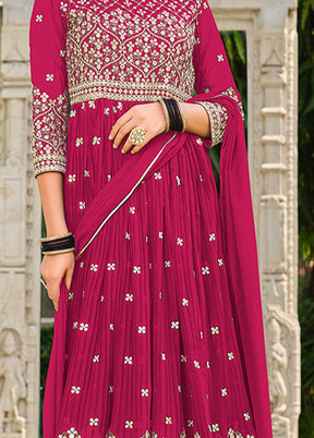 3 Pc Pink Semi Stitched Georgette Suit Set - Indian Silk House Agencies