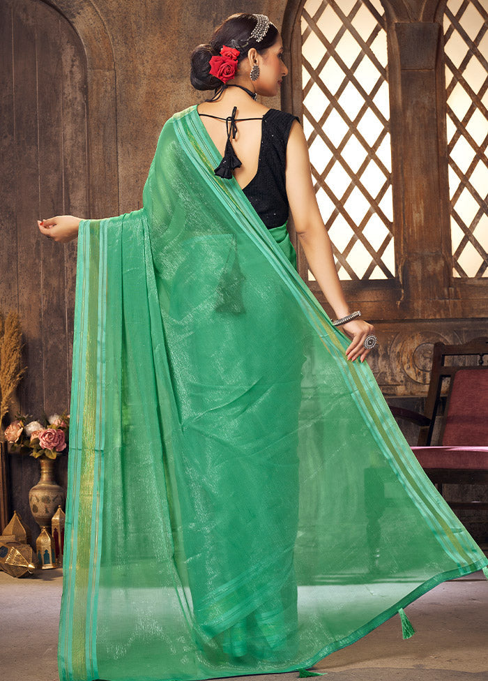 Rama Spun Silk Saree With Blouse Piece - Indian Silk House Agencies