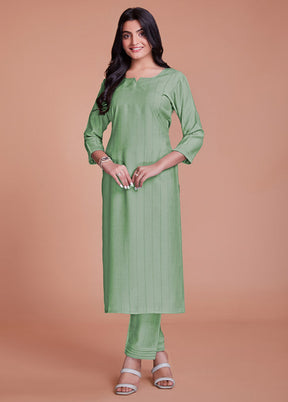 2 Pc Pista Green Readymade Viscose Kurti Set - Indian Silk House Agencies