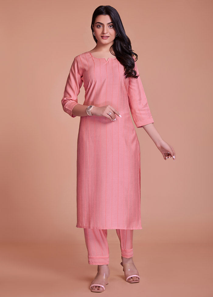 2 Pc Pink Readymade Viscose Kurti Set - Indian Silk House Agencies