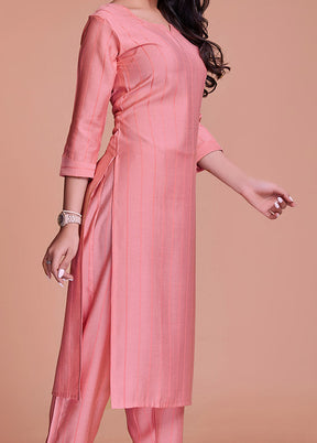 2 Pc Pink Readymade Viscose Kurti Set - Indian Silk House Agencies