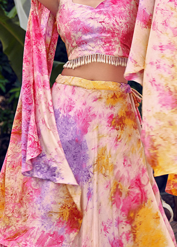 3 Pc Pink Silk Readymade Lehenga Set - Indian Silk House Agencies