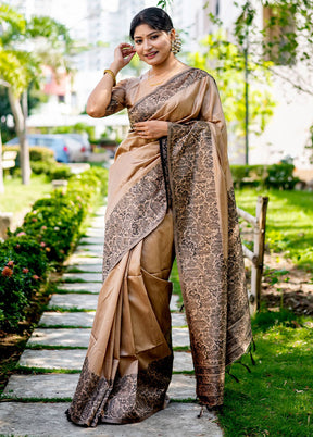 Beige Spun Silk Saree With Blouse Piece - Indian Silk House Agencies