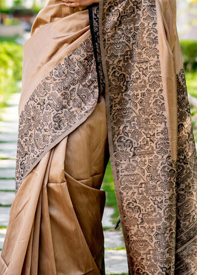 Beige Spun Silk Saree With Blouse Piece - Indian Silk House Agencies