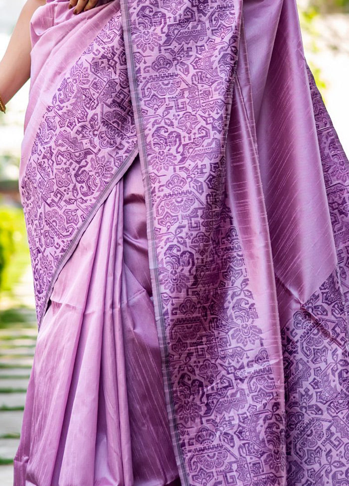 Purple Spun Silk Saree With Blouse Piece - Indian Silk House Agencies