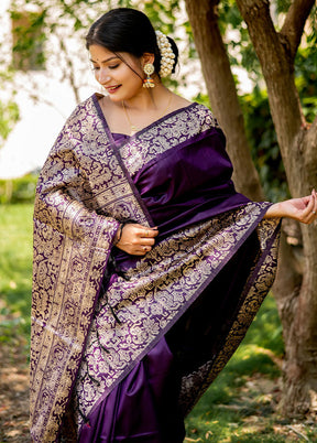 Voilet Spun Silk Saree With Blouse Piece - Indian Silk House Agencies