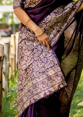 Voilet Spun Silk Saree With Blouse Piece - Indian Silk House Agencies