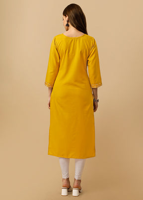 Yellow Readymade Rayon Kurti