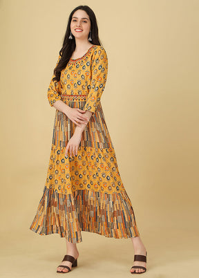 Yellow Readymade Rayon Kurti