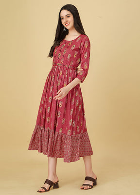 Pink Readymade Rayon Kurti