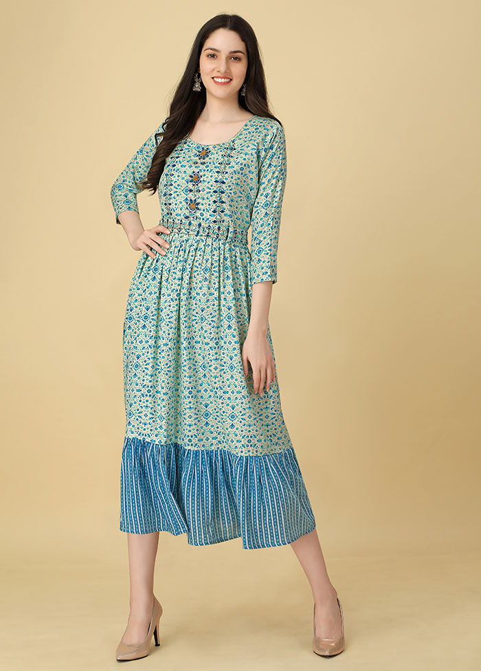 Blue Readymade Rayon Kurti