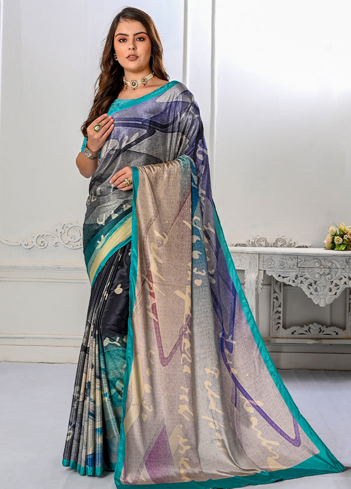 Grey Spun Silk Saree With Blouse Piece - Indian Silk House Agencies