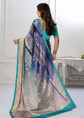 Grey Spun Silk Saree With Blouse Piece - Indian Silk House Agencies