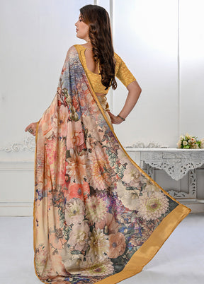 Beige Spun Silk Saree With Blouse Piece - Indian Silk House Agencies