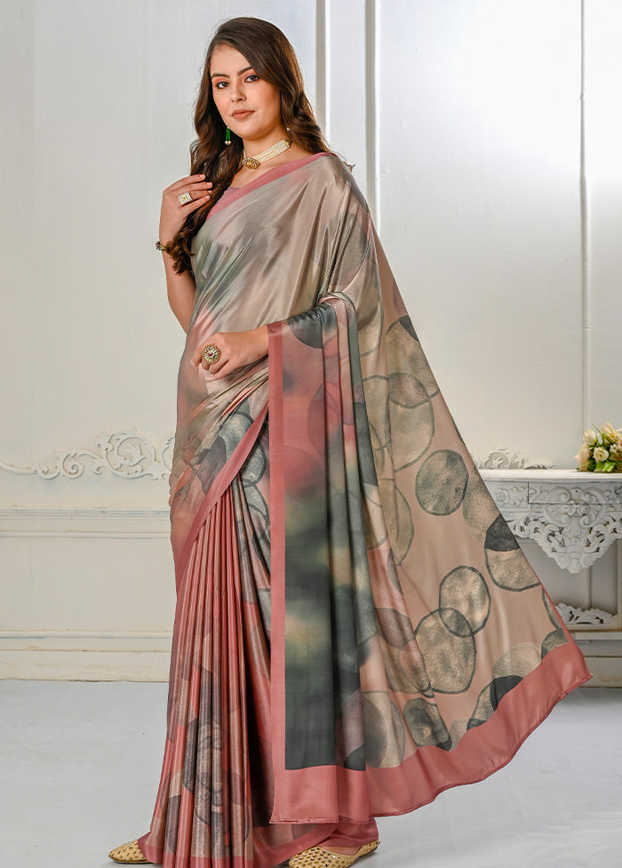 Peach Spun Silk Saree With Blouse Piece - Indian Silk House Agencies